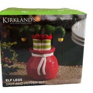 Kirkland’s Christmas Salt & Pepper Shaker Set Elf Legs